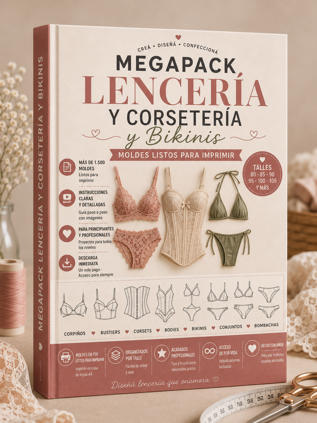 Megapack lencería, bikinis y corsetería + 1.500 moldes extras de regalo.